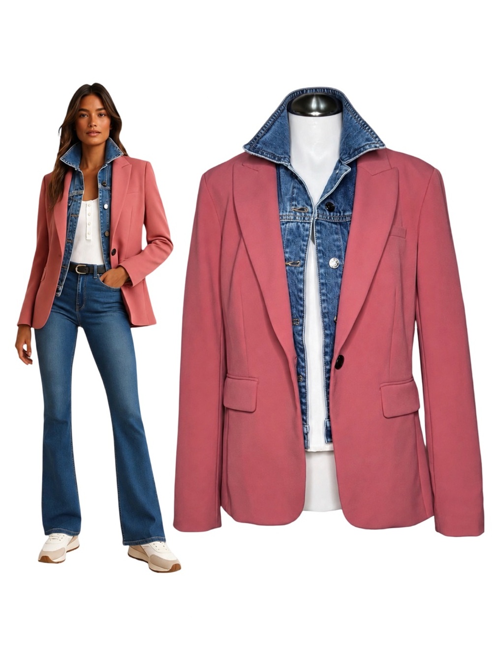 $695 VERONICA BEARD Cutaway Dickey Blazer Jacket Sz 8 Coral Pink